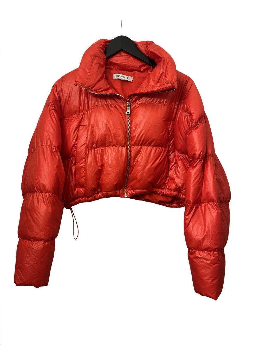 Urban Outfitters Shiny Red Cropped Puffer Jacket SMALL